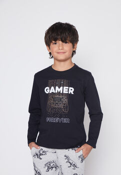 Polera Nino Negro Dinosaurio Family Shop