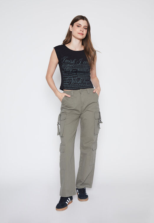 Polera Mujer Negro Letras Family Shop