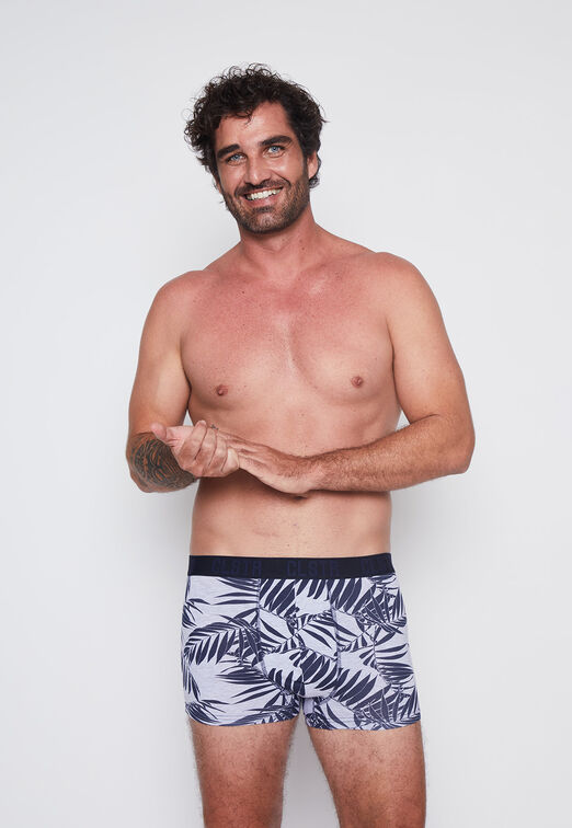 Hombre  Boxer 2 Pares  Negro  Medio Palmeras Family Shop