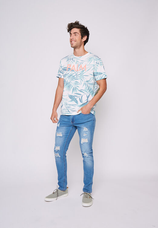 JEANS HOMBRE DESTROYED SKINNY AZUL