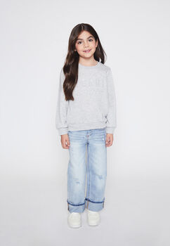 Poleron Nina Gris Brillos Family Shop