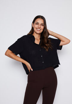 Blusa Mujer Negro Crop Family Shop