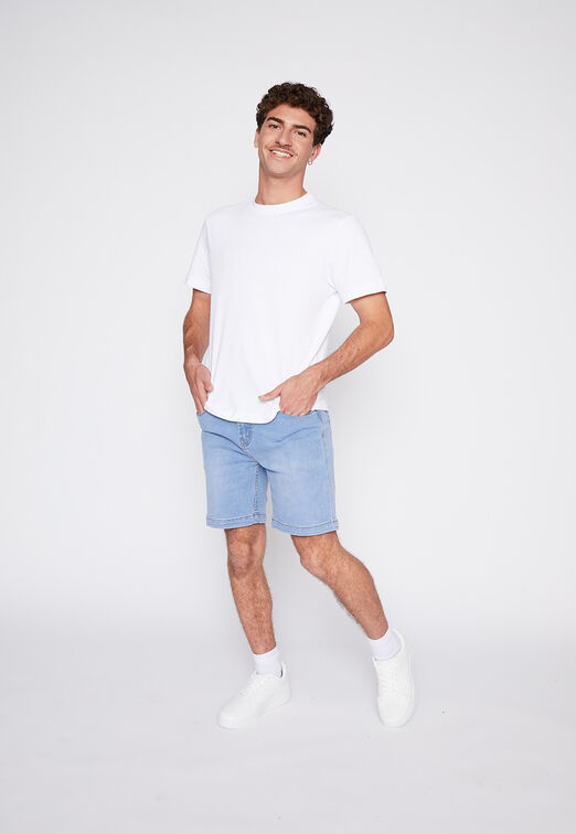 Bermuda Denim Basico Elasticado Celeste Family Shop