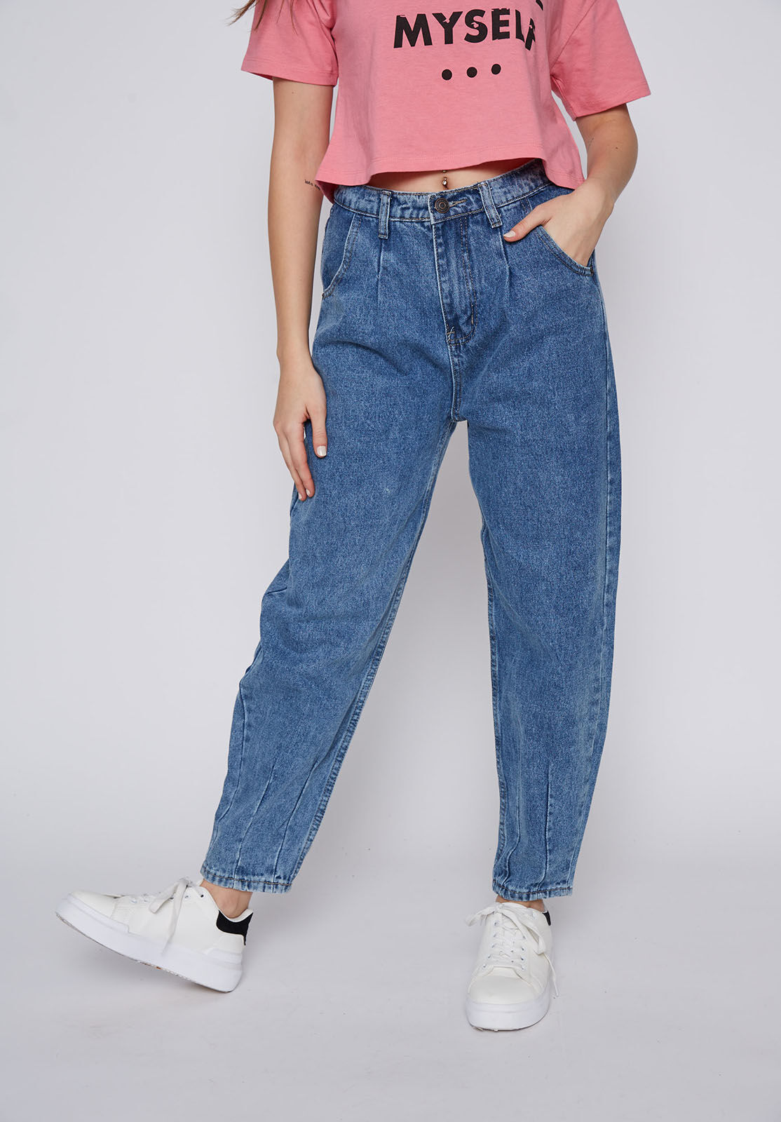 JEANS MUJER BAGGY AZUL