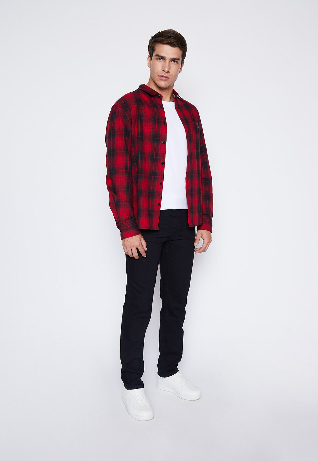 Camisa Hombre Rojo Escocesa Moda Family Shop