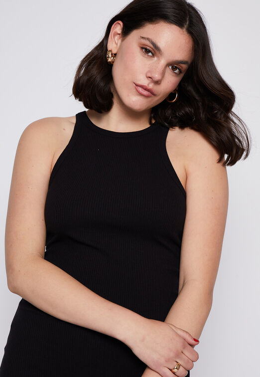 Vestido Sin Mangas Ajustado Negro Family Shop