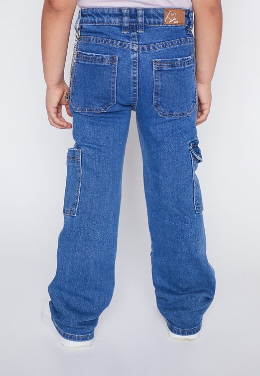 Jeans Nina Azul Cargo Cadena Family Shop