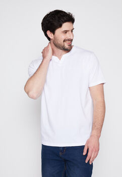 Polera Hombre Blanco Botones Family Shop