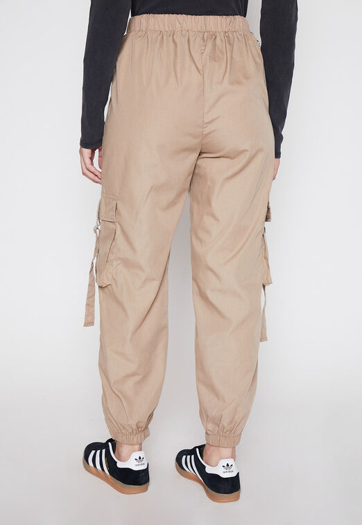 Pantalon Buzo Mujer Beige Cargo Pu o Family Shop