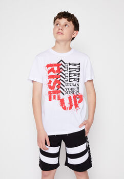 Polera Manga Corta Print Street Skate Blanco Family Shop