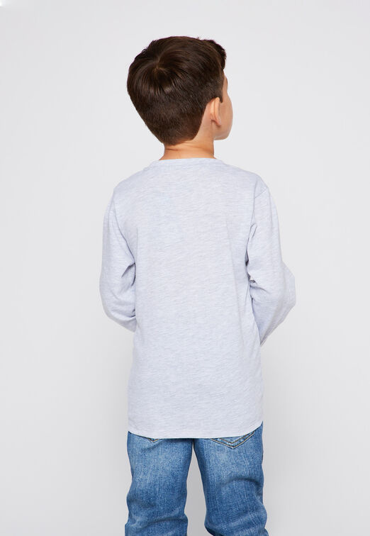 Polera Manga Larga Estampada Gris Family Shop