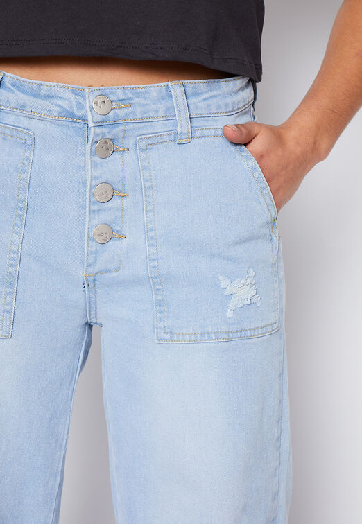 Jeans Lola Azul Parche Botones Family Shop