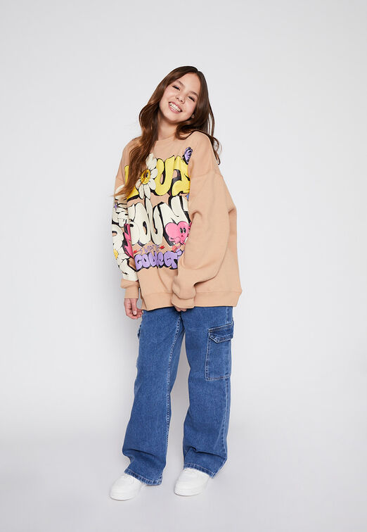 Poleron Sin Manga Oversize Graffiti Caf� Family Shop