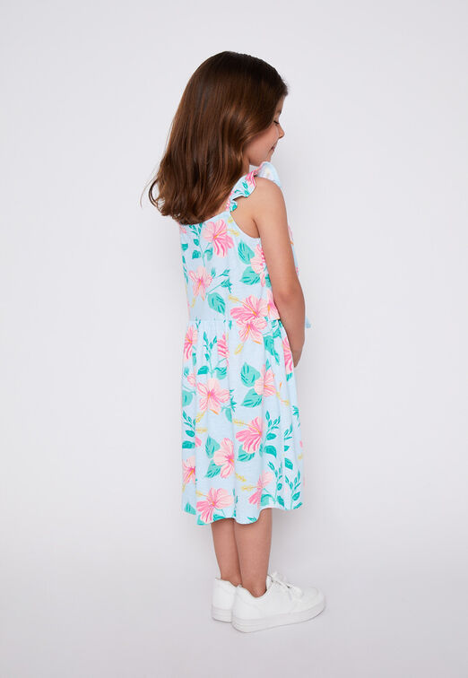 Vestido Sin Manga Sustentable Tropical Turquesa Family Shop