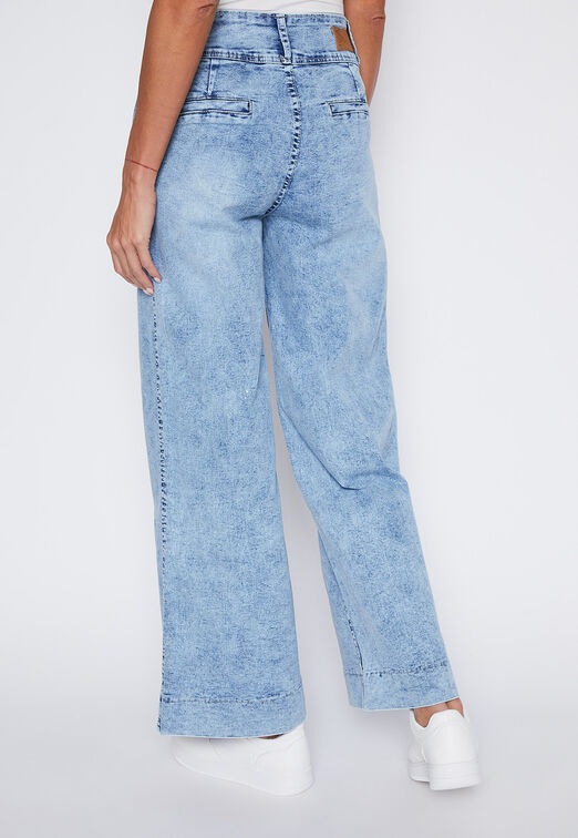 Jeans Mujer Azul Wide Leg Pinzas Family Shop