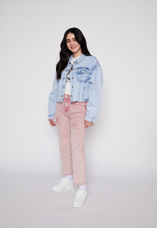 Chaqueta Oversize Denim Crop Celeste Family Shop
