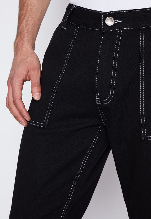 Pantalon Hombre Negro Jogger Costuras Family Shop