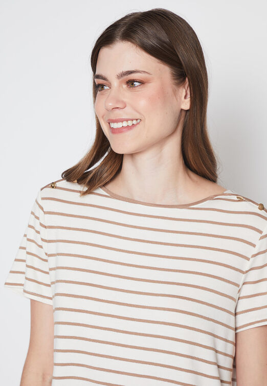 Polera Mujer Crudo Rayado Family Shop