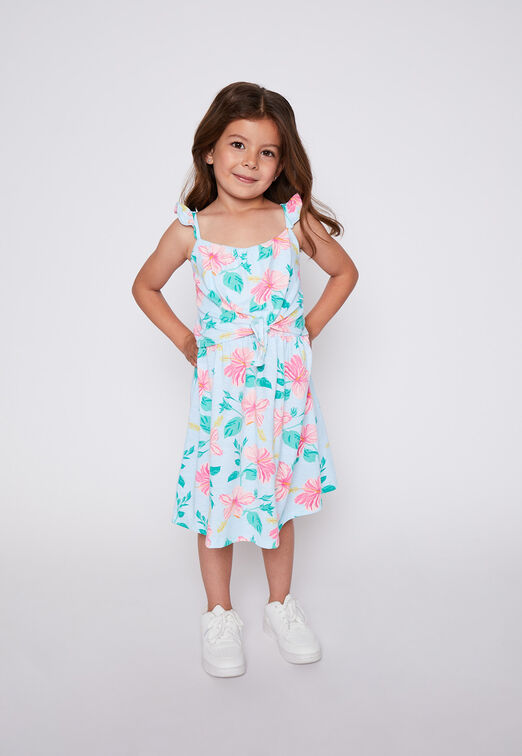 Vestido Sin Manga Sustentable Tropical Turquesa Family Shop