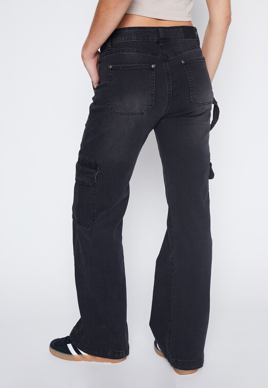 Jeans Mujer Negro Wide Leg Cargo Family Shop