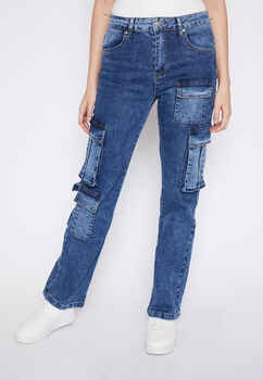 Jeans Mujer Azul Cargo Family Shop