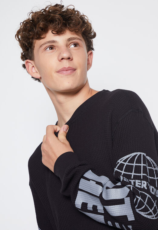 Polera Lolo Negro Waffle Family Shop