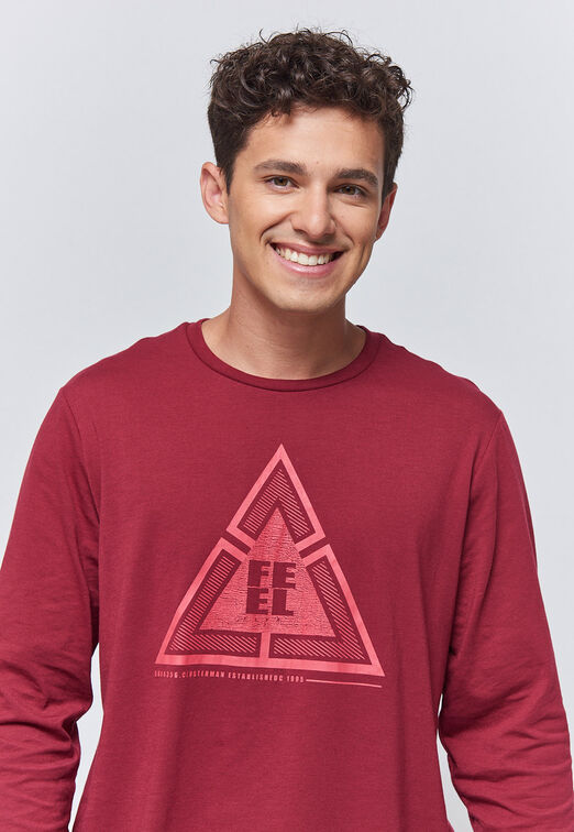 Polera Manga Larga Print Basic Burdeo Family Shop