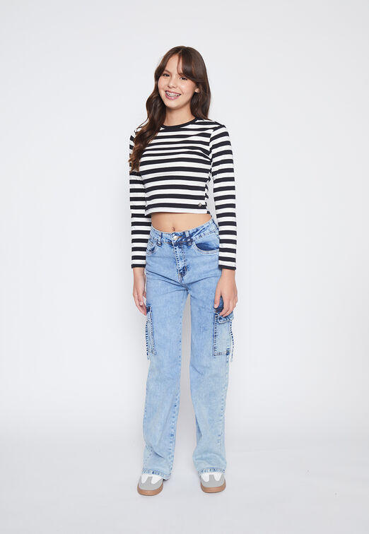 Polera Lola Negro Listada B&N Family Shop