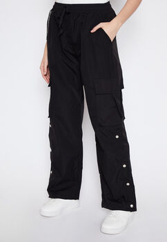 Pantalon Buzo Mujer Negro Wideleg Family Shop