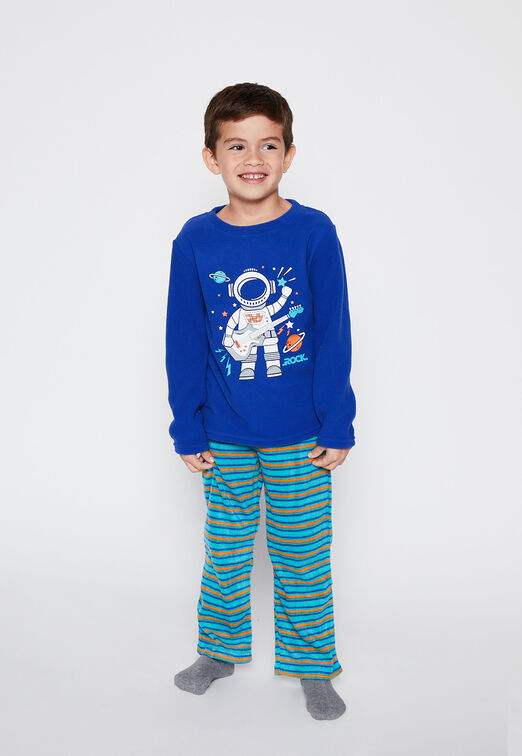 Pijama Polar Aplicacion Azul Family Shop