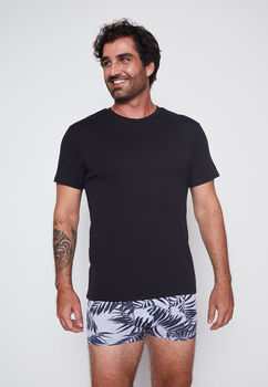 Hombre  Camiseta  Negro  Manga Corta Family Shop