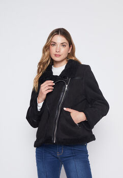 Chaqueta Mujer Negro Aviadora Bonded Family Shop