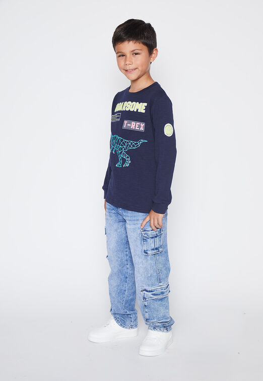 Polera Nino Azul Dino Textura Family Shop