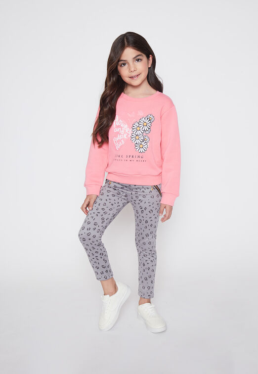 Poleron Nina Rosado Mariposa Flores Family Shop