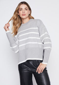 Sweater Mujer Gris Rayado Family Shop