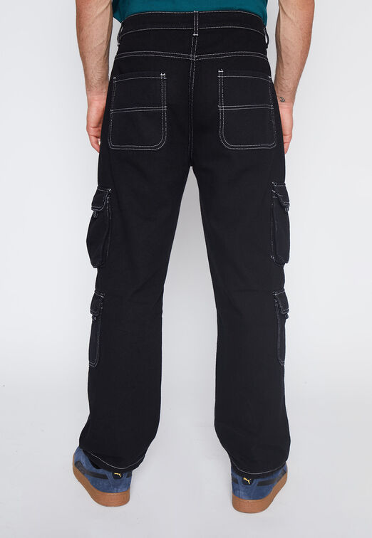 Jeans Hombre Negro Multicargo Costura Family Shop