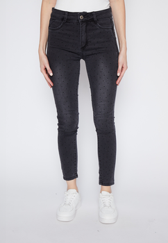 Jeans Mujer Gris Pitillo Strass Family Shop