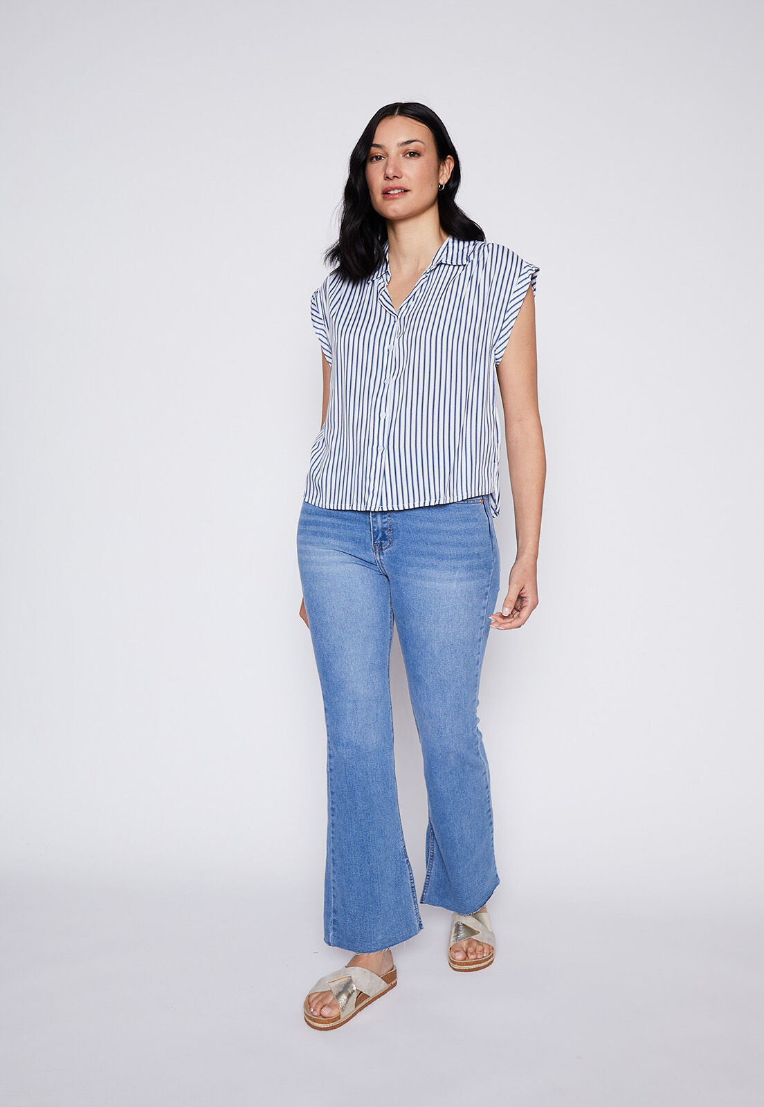 Blusas rayadas hotsell manga corta