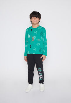 Pantalon De Buzo Nino Negro Dinosaurio Family Shop