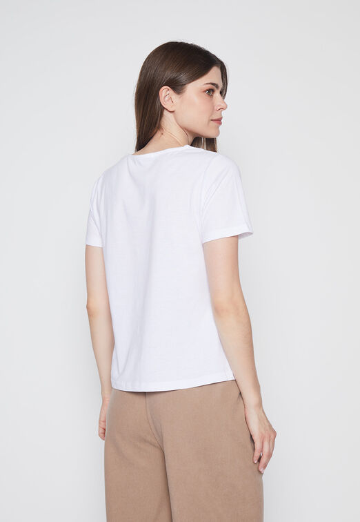 Polera Mujer Blanco Tachas  Family Shop