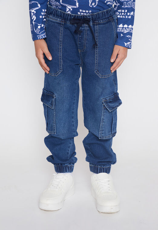 Jeans Nino Azul Cargo Parche Family Shop