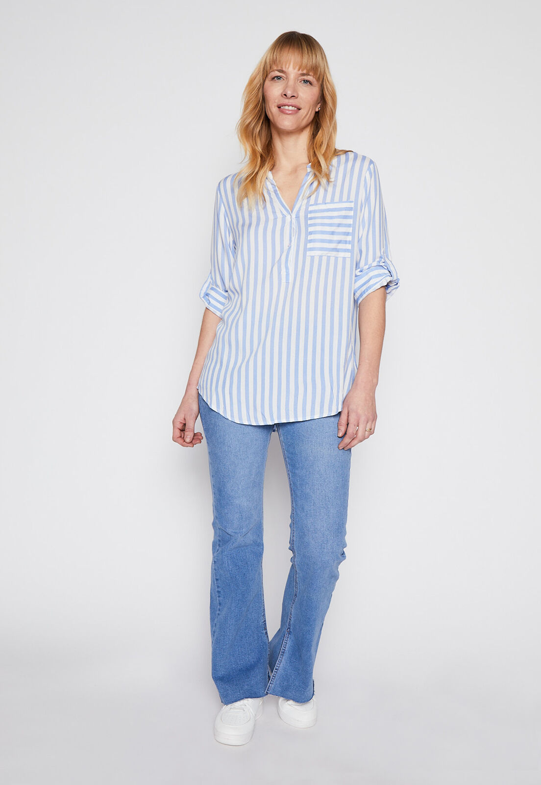 Blusa Manga Larga Rayada Blanco Family Shop