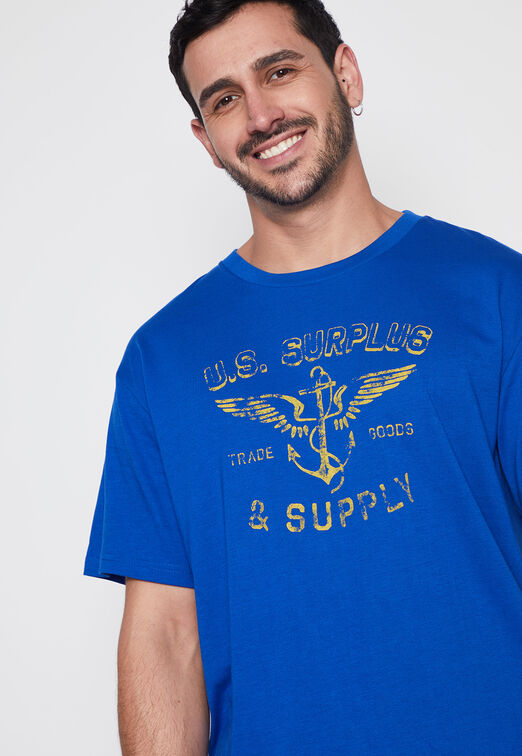 Polera Hombre Azul Basic Color Family Shop