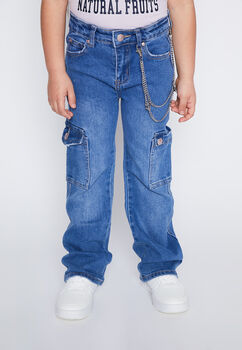 Jeans Nina Azul Cargo Cadena Family Shop