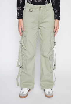 Pantalon Lola Verde Wide Leg Multibolsillo Family Shop
