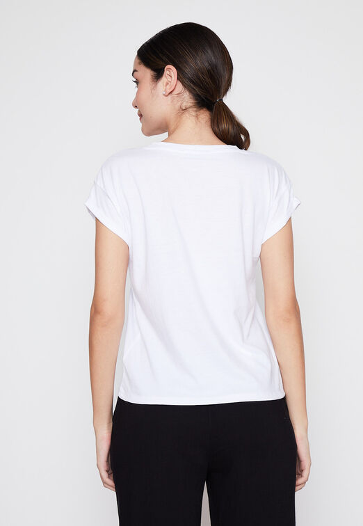 Polera Mujer Blanco Tachas Estrella Family Shop