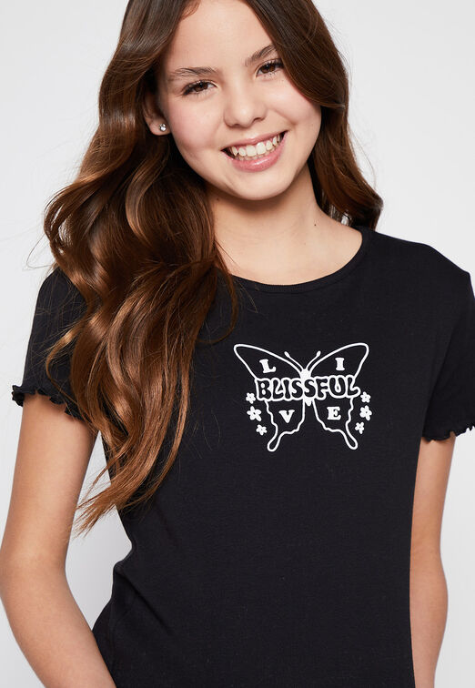 Polera Manga Corta Crop Negro Family Shop