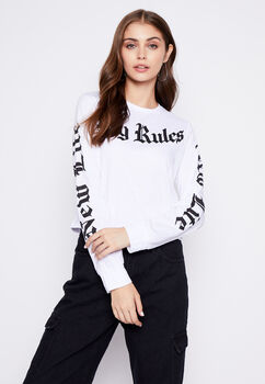 Polera Letras Gotica Blanco Family Shop