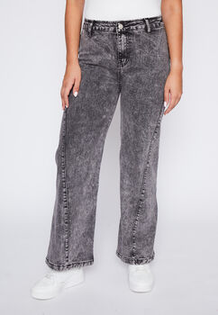 Jeans Mujer Gris Wide Leg Family Shop