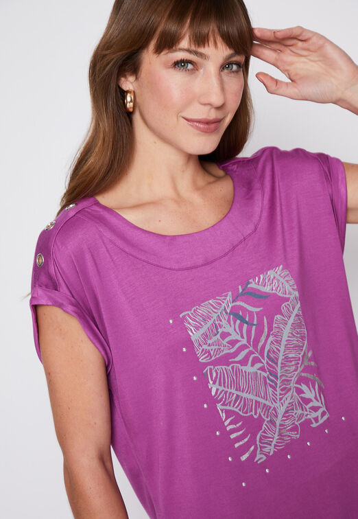 Polera Hojas Violeta Family Shop